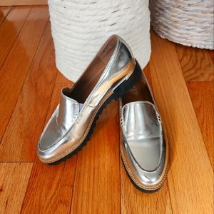 Franco Sarto silver metallic loafers